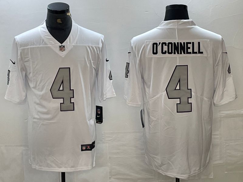 Men Oakland Raiders 4 OConnell White 2023 Nike Vapor Limited NFL Jersey style 2